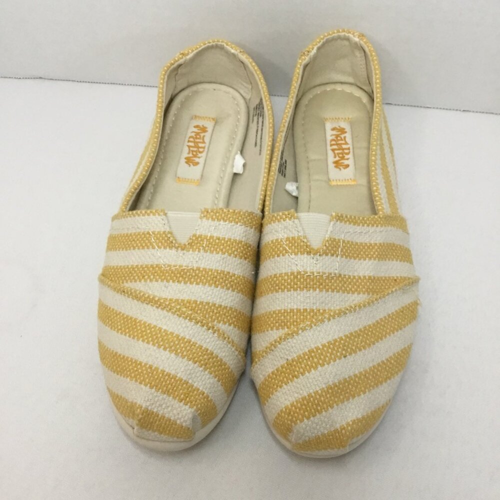 Mad Love Women's Yellow & White Striped Slip-On Canvas Flats Size 7